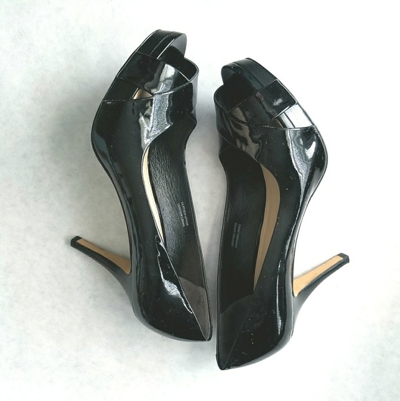 Via Spiga Shoes - Via Spiga black patent open toe heels 6.5M